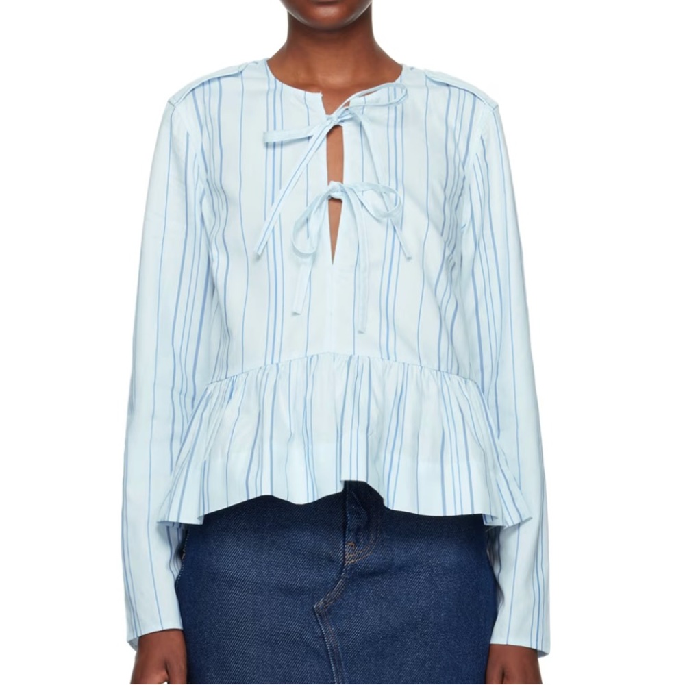 Ganni Peplum Tie Blouse